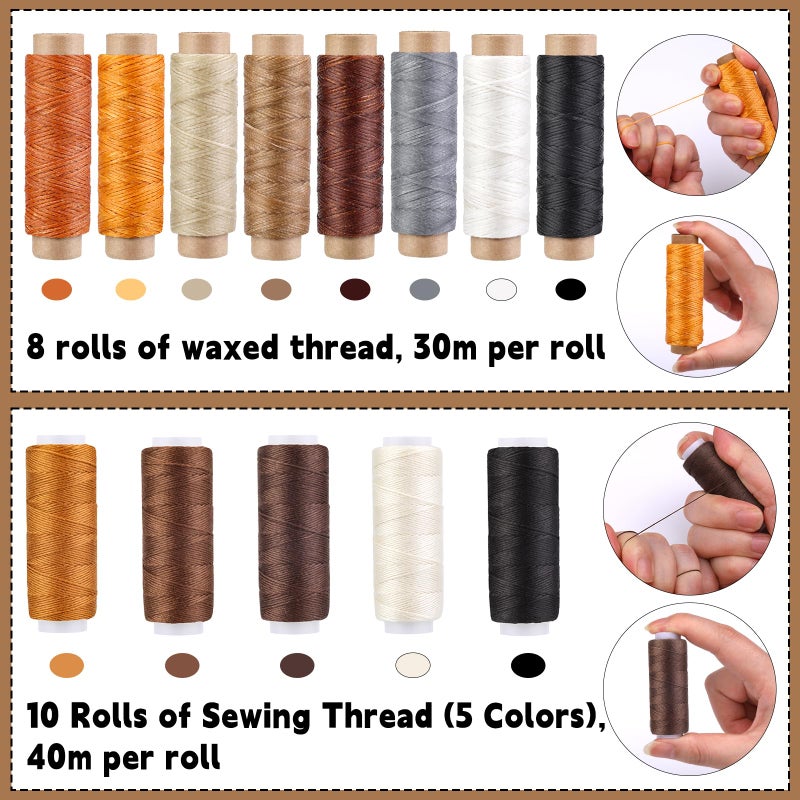 Morfen Upholstery Repair Kit, 71 Pcs Leather Sewing Kit, Leather Stitching Kit with Upholstery Thread, 3 Sewing Awl, Hand Sewing Stitching Needles, for Carseat Sofa Craft DIY - Image 2