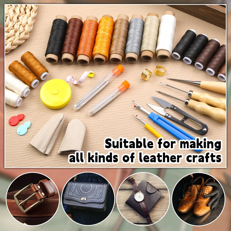 Morfen Upholstery Repair Kit, 71 Pcs Leather Sewing Kit, Leather Stitching Kit with Upholstery Thread, 3 Sewing Awl, Hand Sewing Stitching Needles, for Carseat Sofa Craft DIY - Image 5