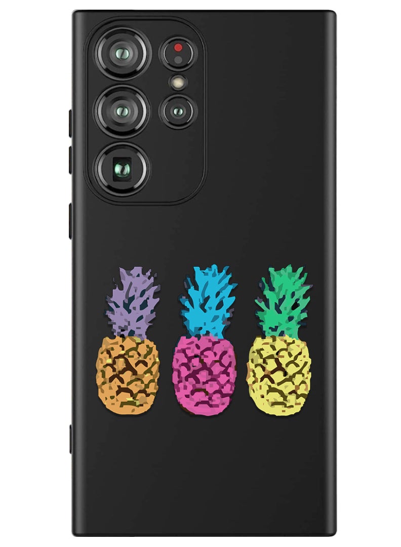 Theodor Protective Slim Fit Case Liquid Silicone Cover with Full Body Protection Anti-Scratch Shockproof Case For Samsung Galaxy S24 Ultra (Black) - pineapple - Image 1