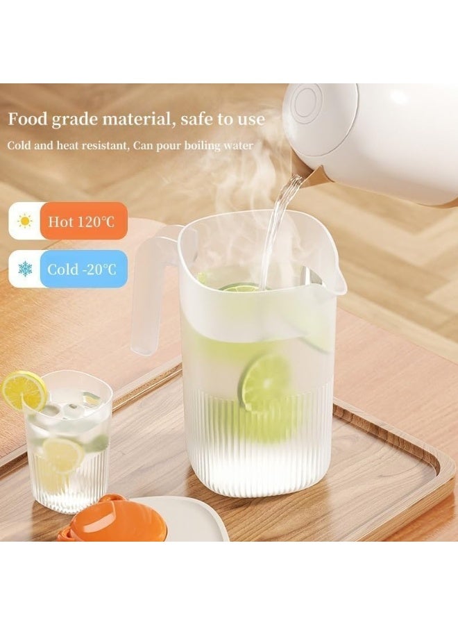 2.2L Water Pitcher with Filter screen and 4 Cups, Iced Tea Pitcher for Making Tea, Juice and Cold Drink, Heatproof Food-grade PP material (Cream) - Image 3