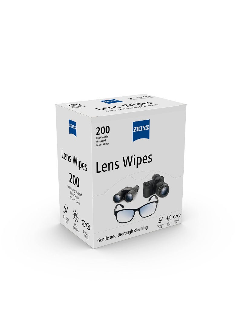 Zeiss - Lens Cleaner Wipes For Glasses Cameras And Binoculars Disposable Cloths In Sachets Spectacle Cleaning On The Go Pack Of 200 - Image 1