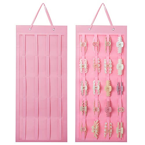 SMUK Hanging Hair Claw Clip Holder Organizer for Women Girls, Large Claw Clip Storage for Wall, Door, Pink Hair Accessories Organizer Display - Image 1
