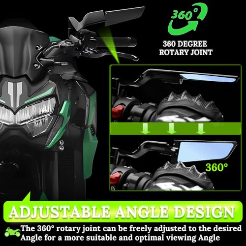 Caboriallan Motorcycle Rear View Mirrors Stealth Wind Wing Side Mirrors Compatible with 2025 Kawasaki Z400 Z650 Z900 Z1000 Duke 125 200 250 390 690 790 1290 MT03 MT07 MT09 MT10 etcAntiglare - Image 3