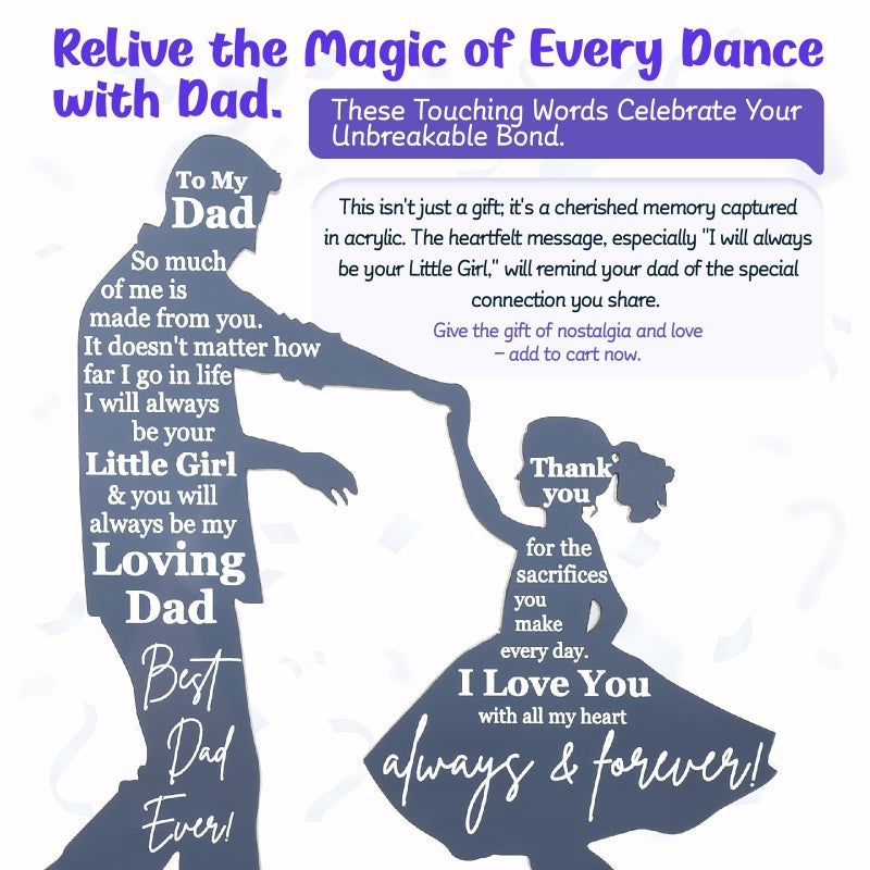 Heartfelt Gifting Dad Gifts from Daughter for Birthday Father's Day Christmas Valentine's Day Easter Present - Meaningful Sentimental Dancing Acrylic Plaque Keepsake Desk Decor for Bonus Step Papa Daddy - Image 2