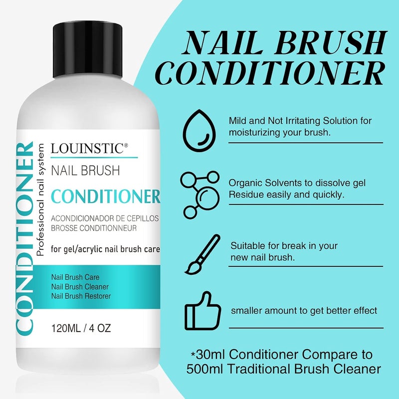 LOUINSTIC Acrylic Nail Brush Cleaner - Quickly Clean Gel/Acrylic Nail Brushes, Paint Brushes, Airbrushes, Art Tools, Nail Brush Cleaner Conditioner Preserver and Restorer 4 OZ - Image 4