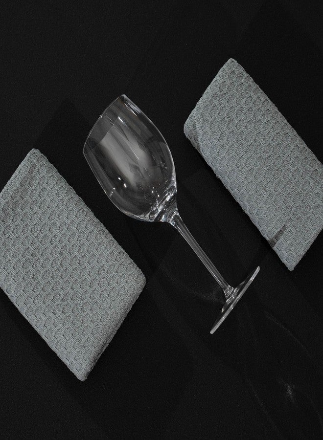 POLYTE Professional Waffle Microfiber Wine Glass Fine Polishing Cloth (18x28, 2 Pack, Gray) - Image 4