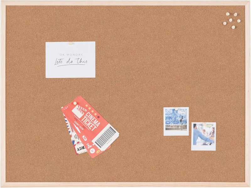 Bi-Office MC040012010 Basic Cork Board, Pine Wood Frame, 60 x 45 cm - Image 1