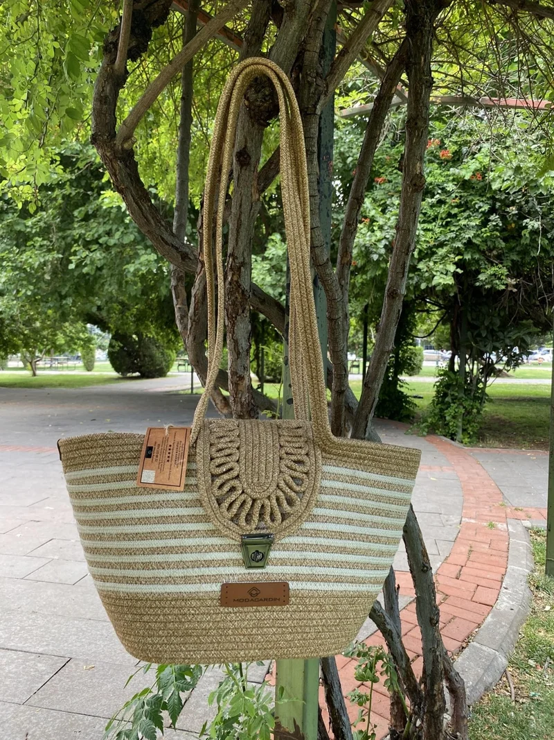 BDZ Deri Jute Straw Look Handbag Beach Bag Shoulder Bag