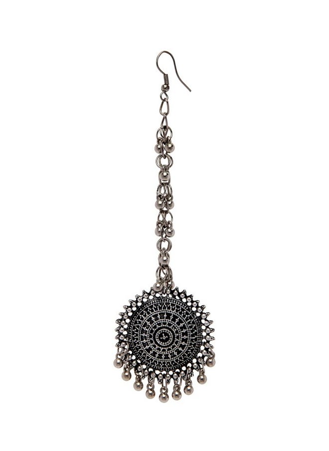 Shining Diva Fashion - Shining Diva Fashion Latest Stylish Oxidised Maang Tikka Bahubali Jhumka Earrings for Women and Girls (12395er) - Image 1