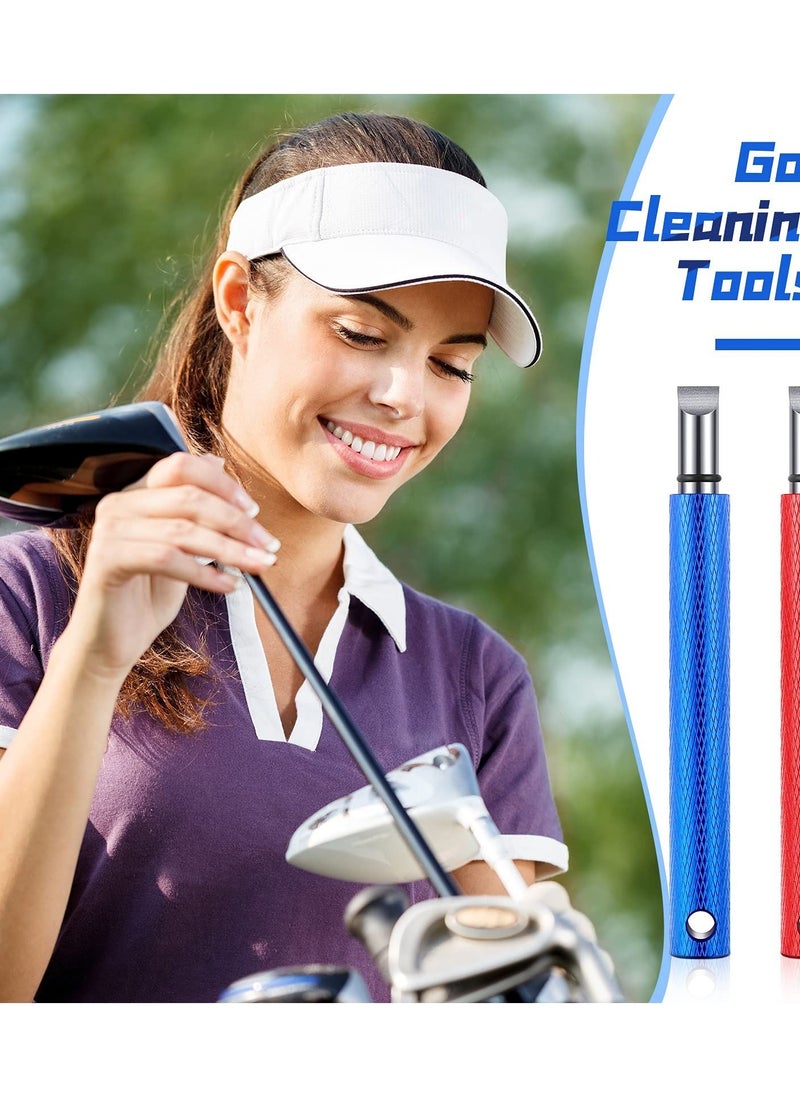 2 Pcs Golf Club Groove Sharpener, Re-Grooving Tool, and Cleaner for Wedges & Irons U V-Grooves Wedges, Red, Blue