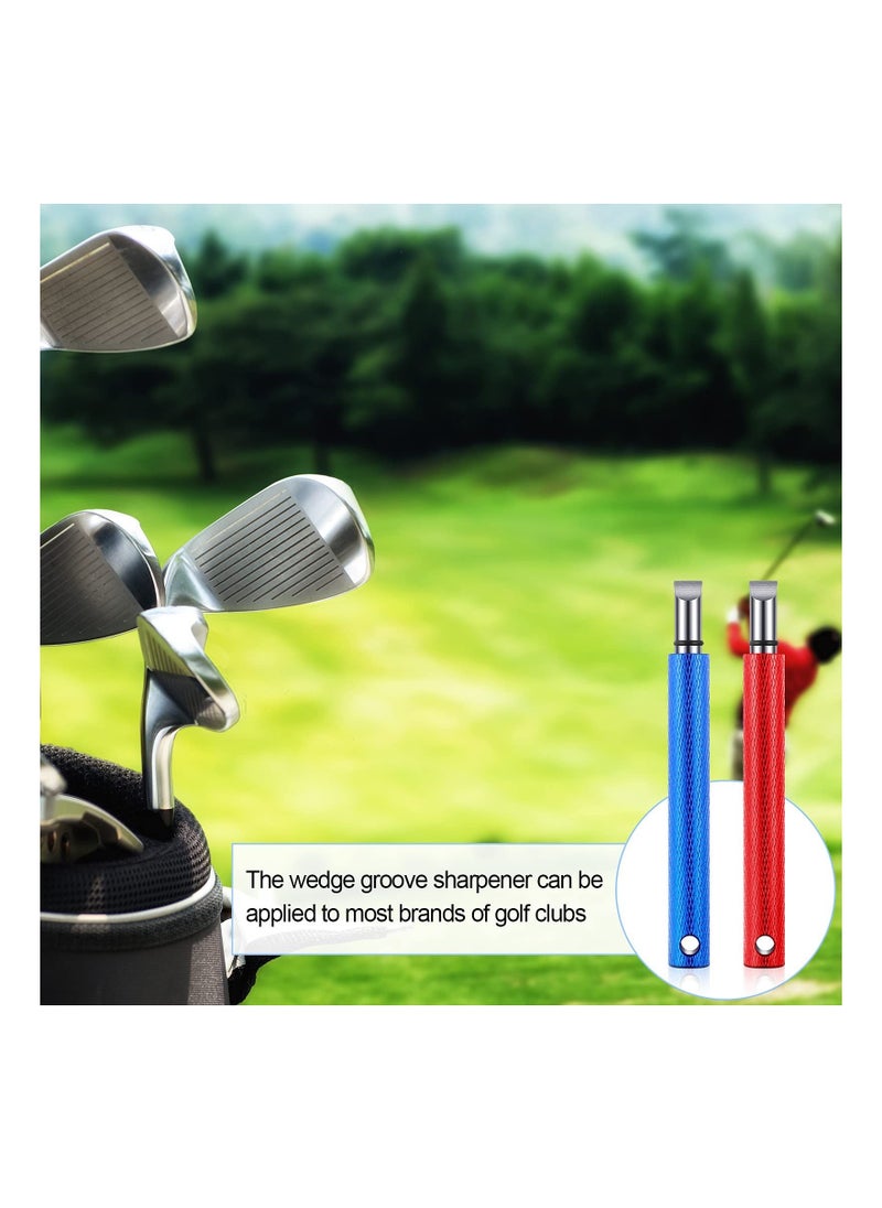 2 Pcs Golf Club Groove Sharpener, Re-Grooving Tool, and Cleaner for Wedges & Irons U V-Grooves Wedges, Red, Blue