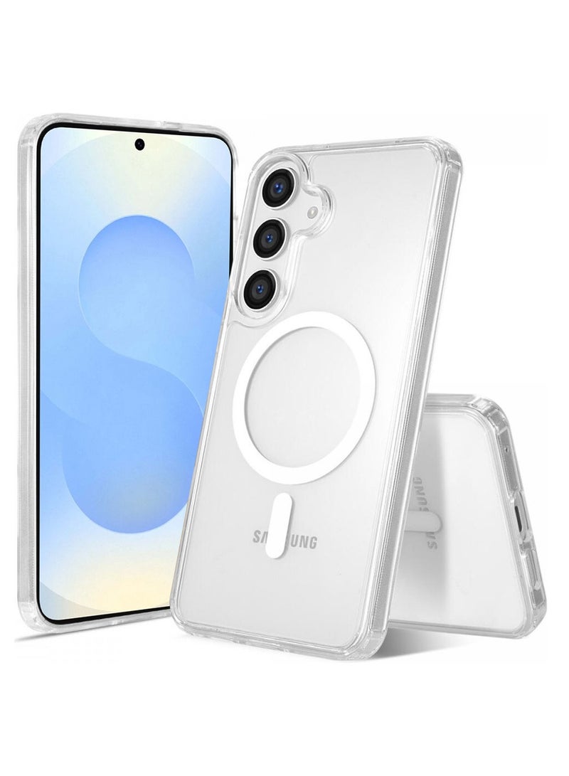 Wtech Samsung Galaxy S25 FE 5G 2025 Magnetic Case, Slim Transparent Flexible TPU Shockproof Magsafe Back Phone Case (MCTPTN) - Clear - Image 1