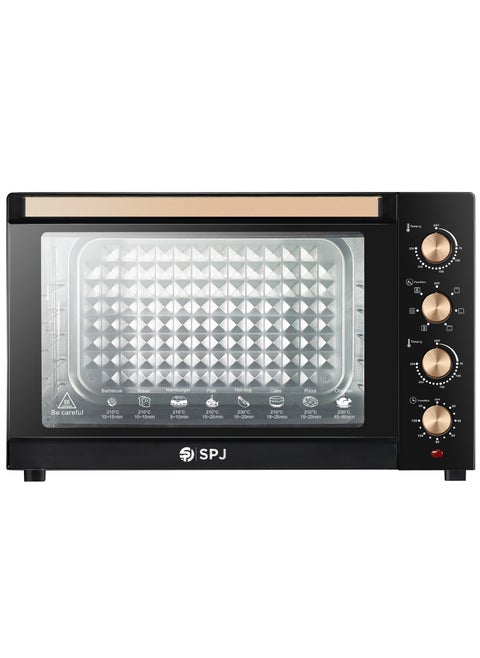 SPJ Electric Oven, 120L Oven, 2800W With 7 Power Levels, 70-250 °C Adjustable Temp., 120 Minutes Timer, 360° Motorised Rotisserie, Inner Lamp, Easy to Use, Color - Brown, EOW-BR120L03