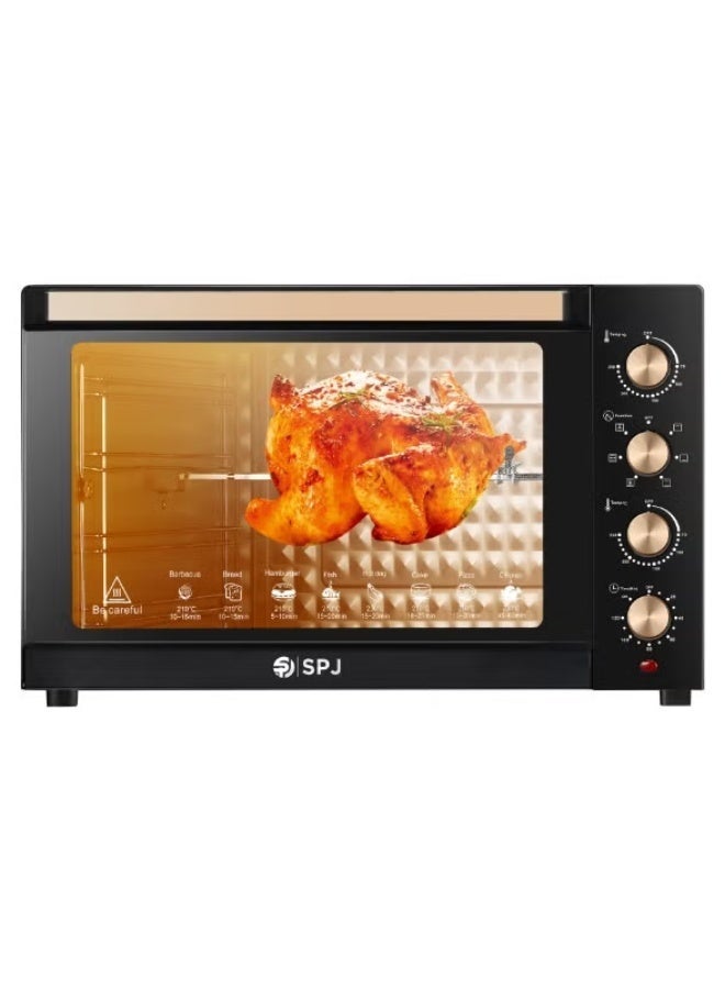 SPJ 120L Electric Oven 2800W with Rotisserie, Countertop Oven, 70–250°C Temperature Control, 120-Min Timer, 7 Power Levels, Inner Lamp, Black - Image 1