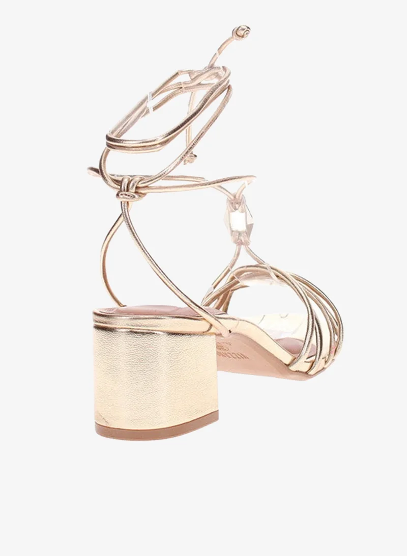 Vizzano Gold Mid Heels Sandals for Women – Sling Back Heel Sandals for Girls with Ankle Strap for Women | Best Price UAE