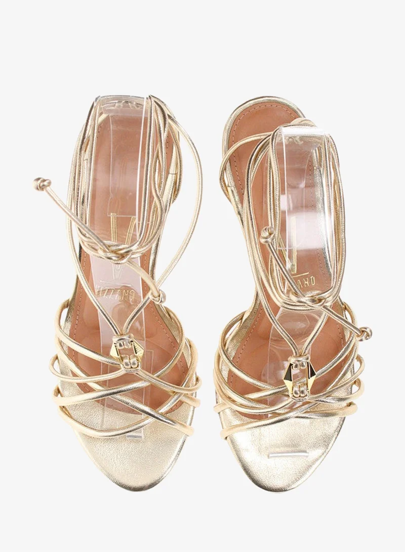 Vizzano Gold Mid Heels Sandals for Women – Sling Back Heel Sandals for Girls with Ankle Strap for Women | Best Price UAE