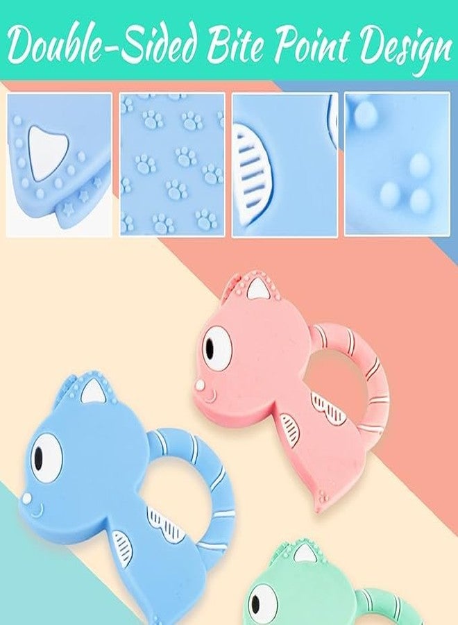 Rukan Teething Baby Chew Toys Teether 3 to 6 Months Soft Textures to Soothe Gums Toys for Infant Easy to Clean & No-Choke Design BPA Free Squirrel (Blue) - Image 2