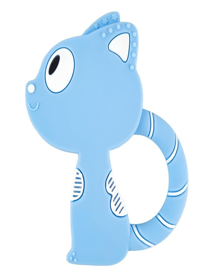 Rukan Teething Baby Chew Toys Teether 3 to 6 Months Soft Textures to Soothe Gums Toys for Infant Easy to Clean & No-Choke Design BPA Free Squirrel (Blue) - Image 1