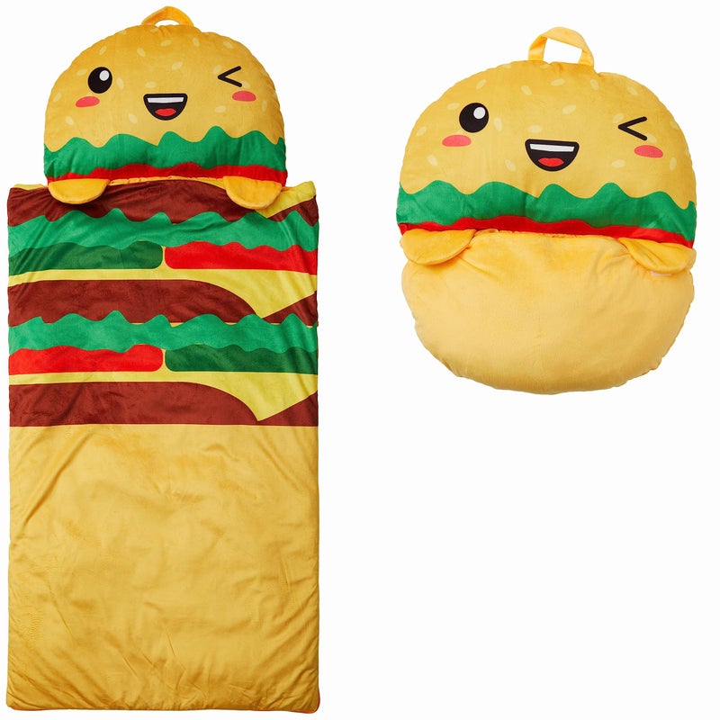 Unicorns & Robots Nap Buddy Sleeping Bag for Kids, Convertible Sleeping Bag for Boys and Girls, Oeko TEX Certified, Travel Sleeper for Children, Hamburger - Image 1