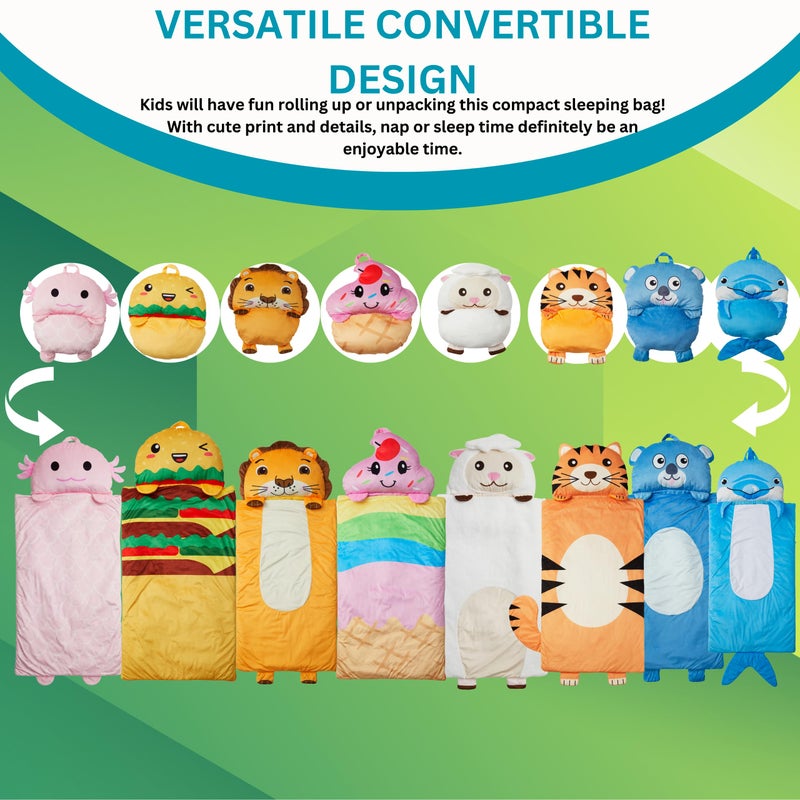 Unicorns & Robots Nap Buddy Sleeping Bag for Kids, Convertible Sleeping Bag for Boys and Girls, Oeko TEX Certified, Travel Sleeper for Children, Hamburger - Image 4