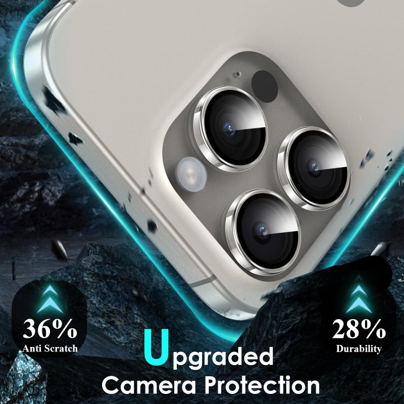 YWXTW Camera Lens Protector for iPhone 15 Pro/iPhone 15 Pro Max, [1 Step Installation Tray] HD Clear Individual Camera Cover Tempered Glass Screen Protector Accessories, Case Friendly(Clear) - Image 3