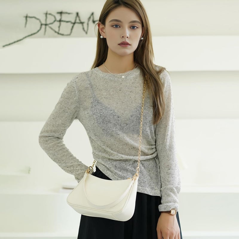 Gumhay Shoulder Bag for Women with 2 Removable Straps and Zipper Closure Crossbody Bags Clutch Tote HandBags Purses(Beige) - Image 2