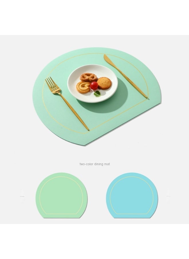 NIBEMINENT 2pcs Irregular Ins Western Placemat Solid Color Thermal Insulation Mat Double Leather Placemat  - Image 1