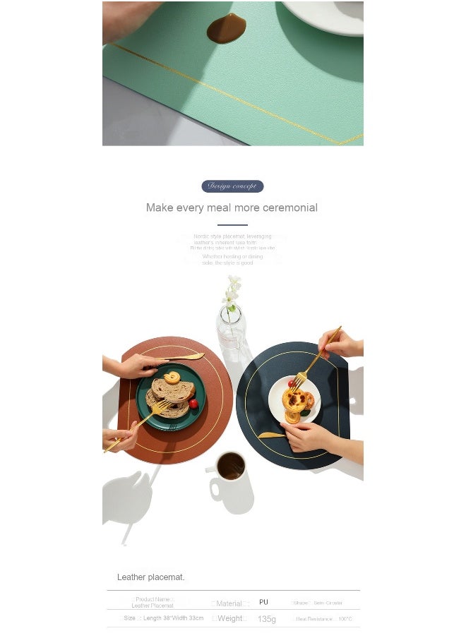 NIBEMINENT 2pcs Irregular Ins Western Placemat Solid Color Thermal Insulation Mat Double Leather Placemat  - Image 3