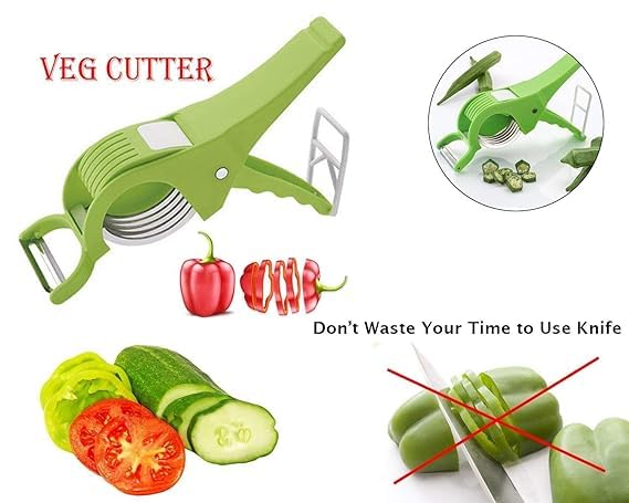 Awadh Vegetable Chopper Veg Cutter Bhindi Chilli Cutter Multi Cutter 2 in 1 Peeler Plastic - Image 3