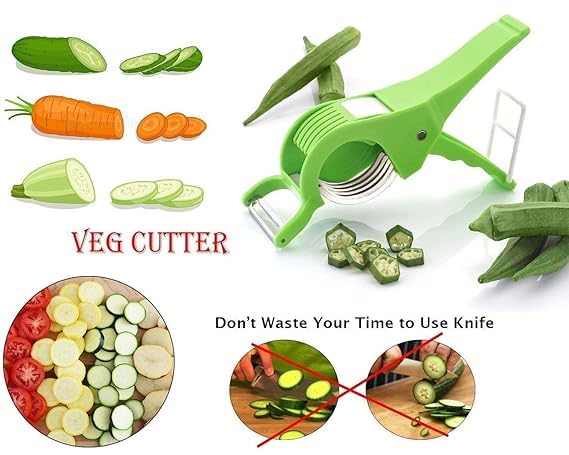 Awadh Vegetable Chopper Veg Cutter Bhindi Chilli Cutter Multi Cutter 2 in 1 Peeler Plastic - Image 2