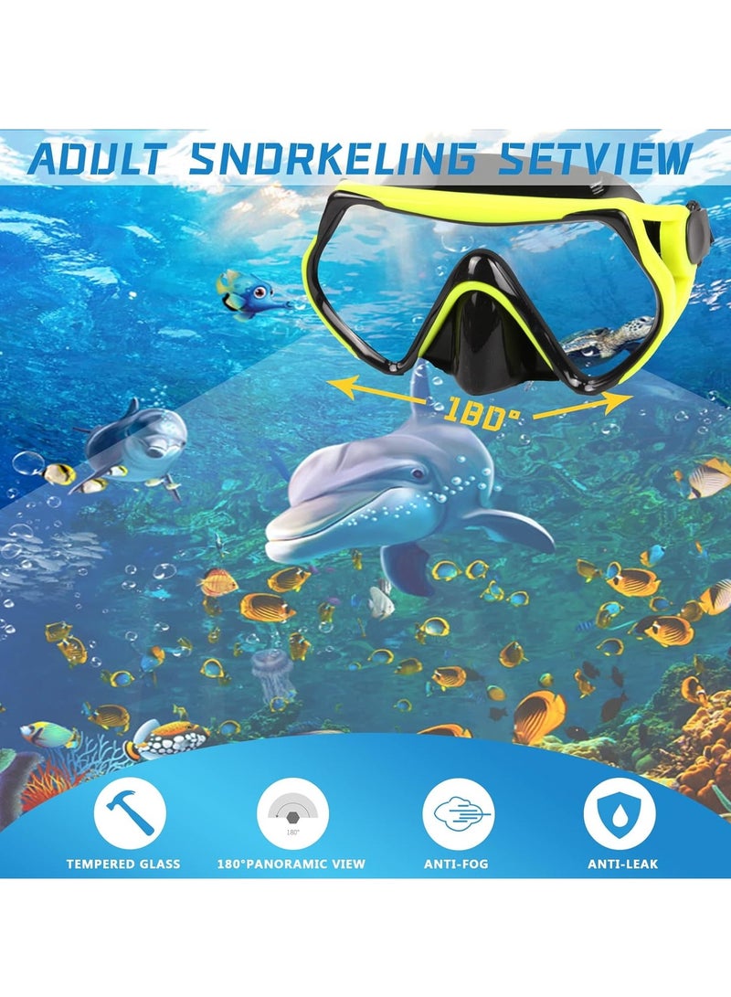 يوفان قناع غطس أسود وأصفر - قناع غطس للبالغين خفيف الوزن للغاية ومضاد للضباب بوزن 180 جرام، تصميم مانع لتسرب الماء، مريح عند الارتداء - Image 3