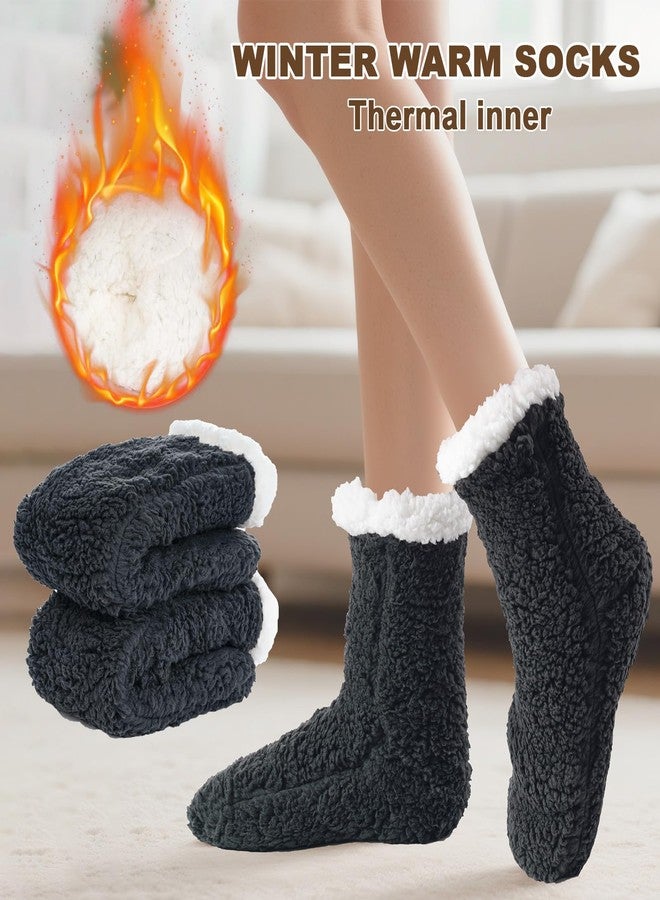 سي ان او ام جي جوارب نسائية من الصوف الناعم، زوجان، جوارب شيربا مانعة للانزلاق، جوارب شتوية دافئة وناعمة، جوارب مريحة من الصوف المقاوم للانزلاق، جوارب عيد الميلاد - Image 4