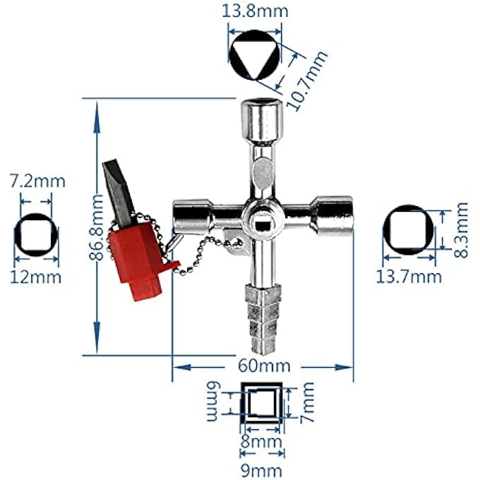 ELECTRICITY KEY,5PCS BRASS RADIATOR KEYS SETGAS METER BOX KEY RADIATOR BLEED KEY SQUARE TRIANGLE ROUND KEY WATER TAP FAUCET OPEN-KEY WRENCH FOR OPENING AND LOCKING - Image 3