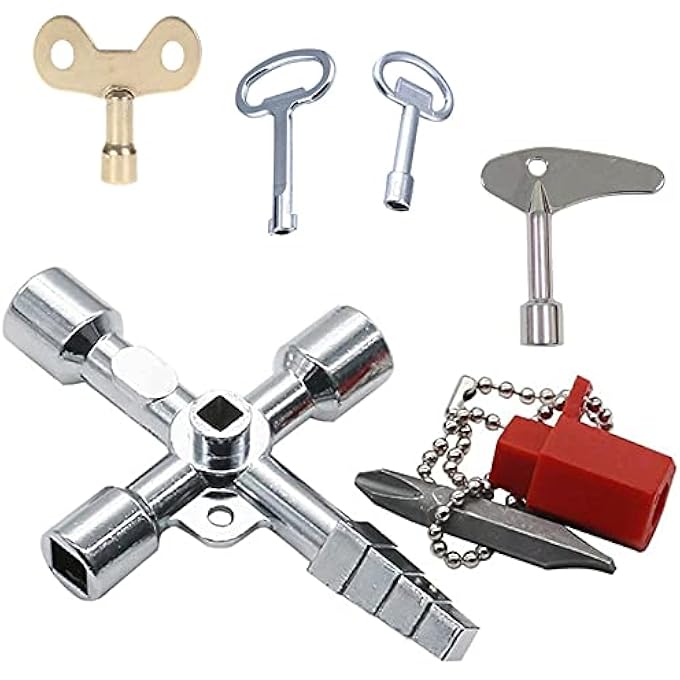 ELECTRICITY KEY,5PCS BRASS RADIATOR KEYS SETGAS METER BOX KEY RADIATOR BLEED KEY SQUARE TRIANGLE ROUND KEY WATER TAP FAUCET OPEN-KEY WRENCH FOR OPENING AND LOCKING - Image 2