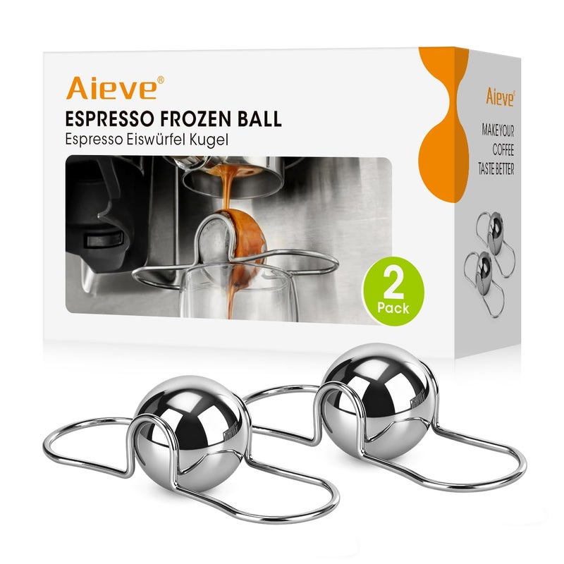 AIEVE 2 Pack Espresso Cooling Ball, Stainless Steel Frozen Ice Rock for Coffee, Espresso Accessories Extract Brew Chilling Tool Chiller Gift for Birthday, Valentine's Day, Christmas - Image 1
