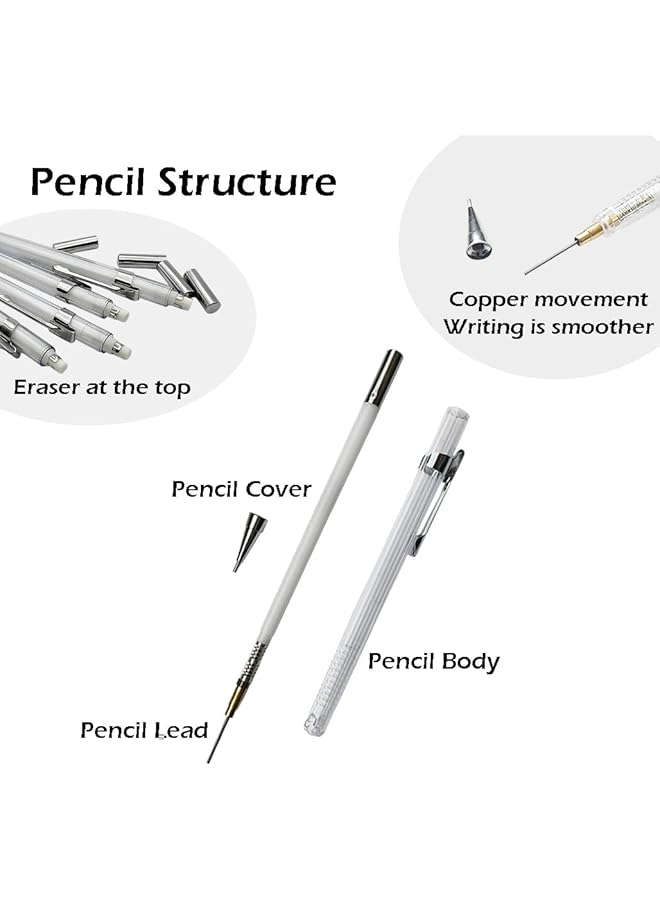 إيروريكس مجموعة أقلام رصاص ميكانيكية مكونة من 4 قطع أقلام رصاص شفافة بقياس 0.3 و0.5 و0.7 و0.9 مم مع 4 علب من رصاص قلم رصاص HB وممحاة أوتوماتيكية وقلم رصاص للرسم والرسم، أدوات مدرسية للكتابة والرسم - Image 5