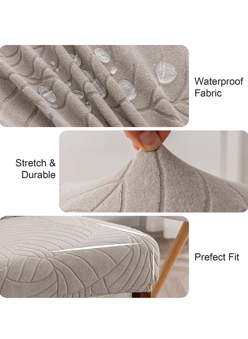 Hihonor Waterproof Chair Covers for Dining Room, Stretch Jacquard Dining Chair Slipcovers, Removable Washable Chair Protector for Kitchen, Hotel, Restaurant, (6 PCS,Light-gray)  - Image 3