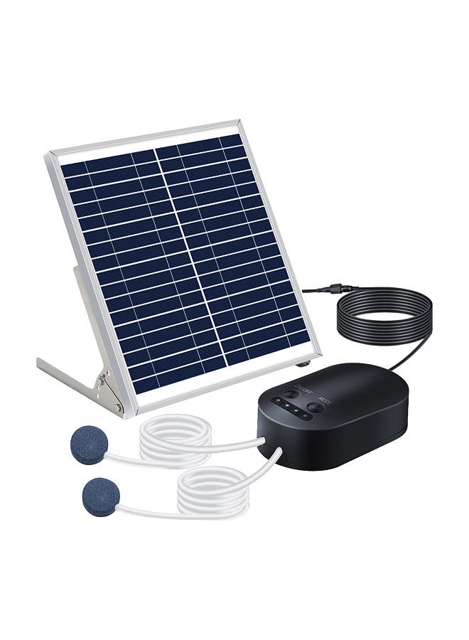 Generic 10W Solar Oxygen Pump With Pipe Air Stone Bracket Fish Tank Oxygenator 3 Adjustable Modes Aquarium Oxygen Aerator for Small Pond Emergency Fishing Bird Bath  - Image 4