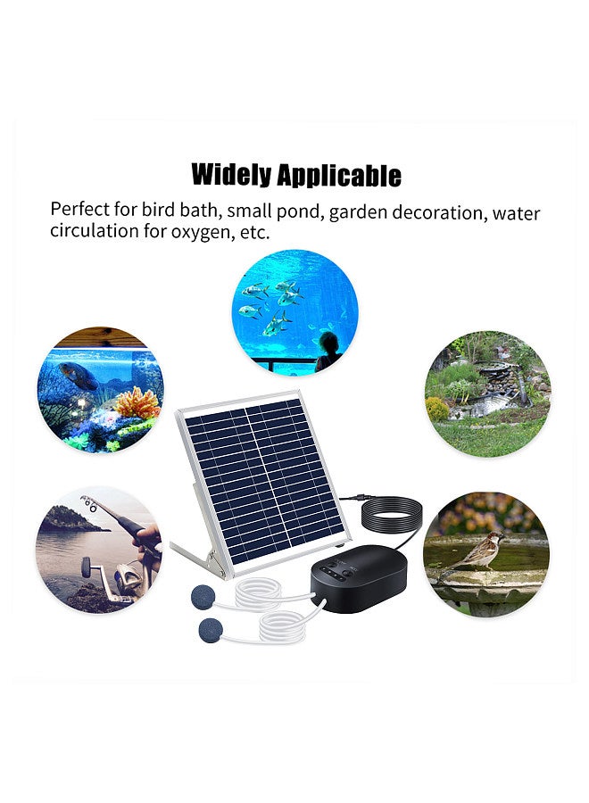 Generic 10W Solar Oxygen Pump With Pipe Air Stone Bracket Fish Tank Oxygenator 3 Adjustable Modes Aquarium Oxygen Aerator for Small Pond Emergency Fishing Bird Bath  - Image 3