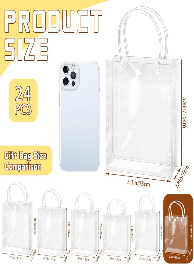 BadenBach 24 PCS Clear Gift Bags with Handles, 5.1 x 5.9 x 2.8 Inch Small Clear Plastic Party Favor Bag Transparent Goodie Tote Bag Gift Wrap Bags Bulk for Wedding Baby Shower Birthday Mother's Day - Image 2