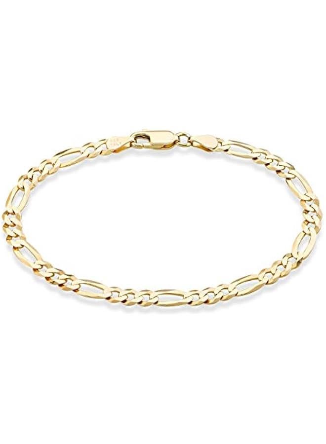 Arabest Solid 18K Gold Over Sterling Silver Italian 5mm Diamond-Cut Figaro Chain Bracelet for Women Men, 925 Made in Italy - Image 1