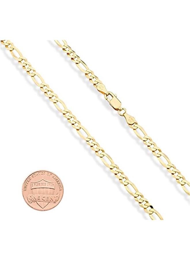 Arabest Solid 18K Gold Over Sterling Silver Italian 5mm Diamond-Cut Figaro Chain Bracelet for Women Men, 925 Made in Italy - Image 2