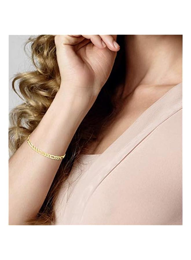 Arabest Solid 18K Gold Over Sterling Silver Italian 5mm Diamond-Cut Figaro Chain Bracelet for Women Men, 925 Made in Italy - Image 4