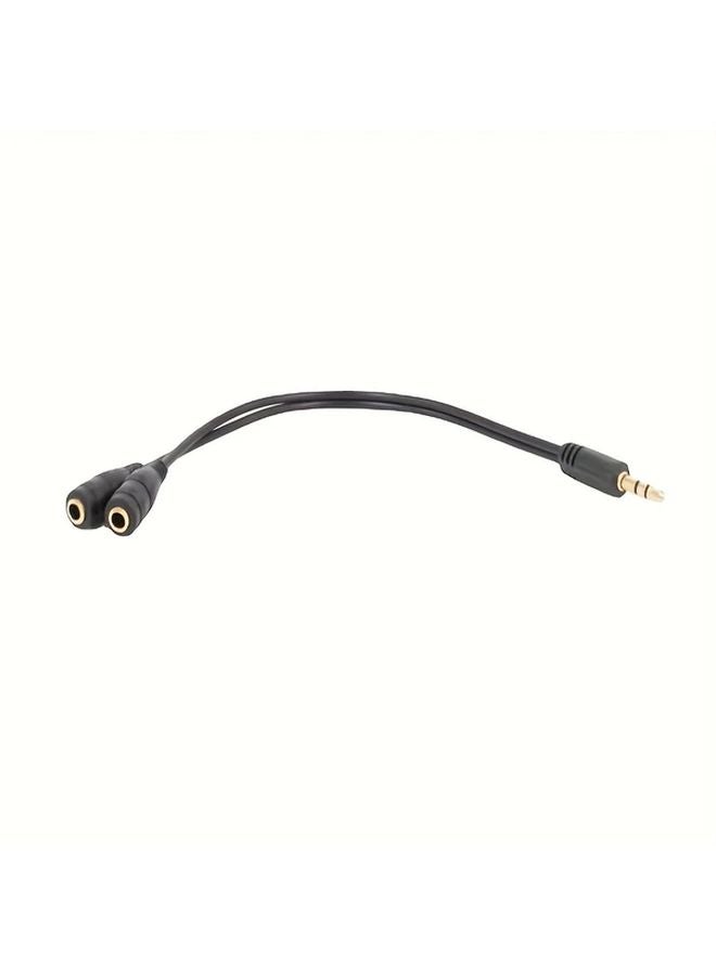 Black 3 5mm Dual Audio Splitter Cable Male to Female Headphone Sharing Adapter - Image 1