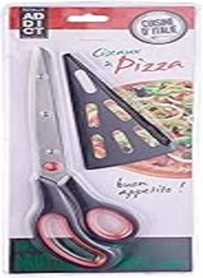 Stainless Steel Pizza Scissors with Carrier and Plastic Handle - Multi Color 