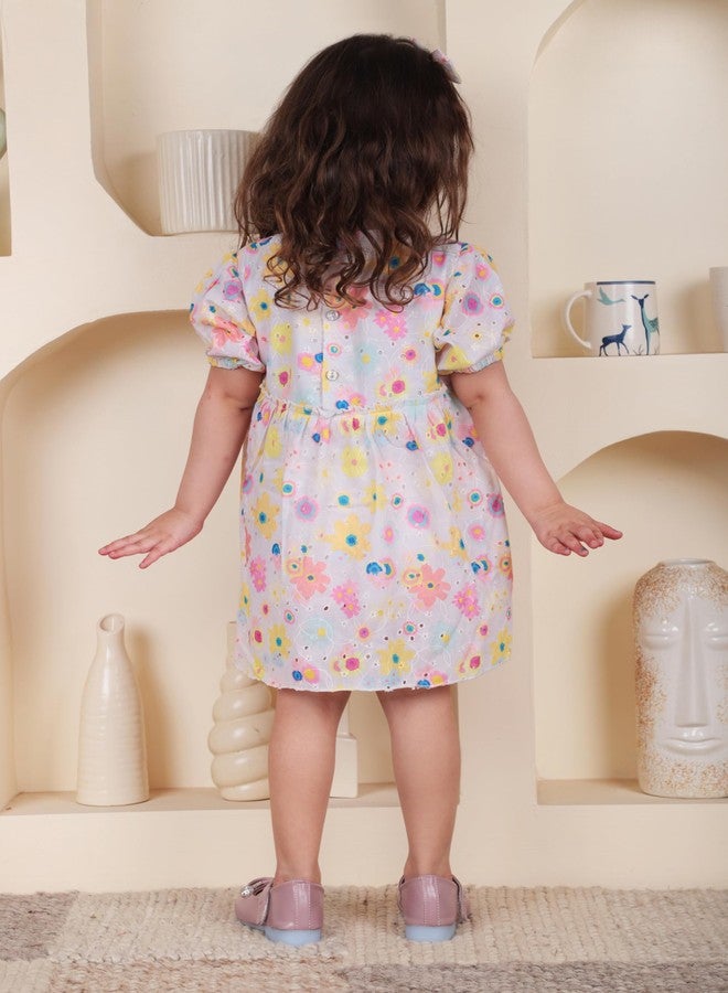 POLKA TOTS Half Sleeves Floral Print Frock with Headband - Multicolor -2-3 Y - Image 2