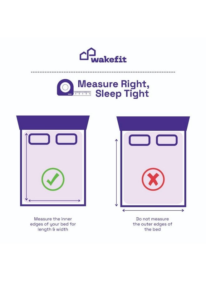 Wakefit شريحة سرير قطنية واكفيت | شريحة سرير 144 TC لحجم سرير كينغ مع 2 غطاء وسادة | نيكول - 104x104 بوصة - Image 5