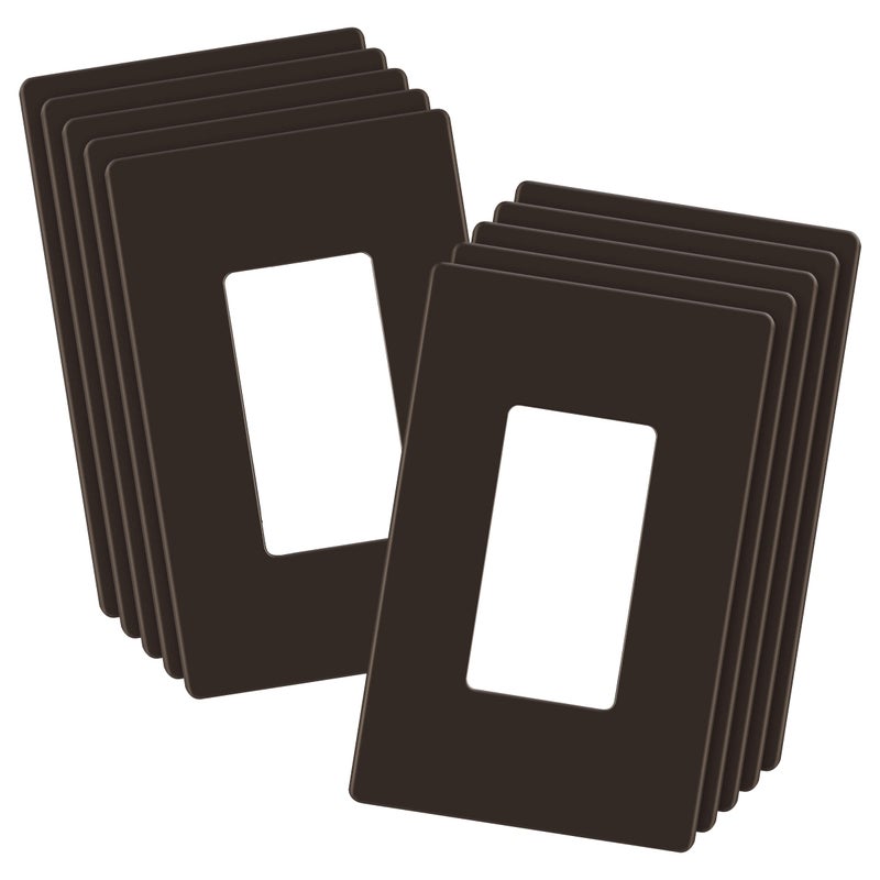 LIDER Decorator Switch Cover Screwless Wall Plate MidSize 1Gang 488 x 311 LSWP31MBR10P UL Listed Thermoplastic Matte Brown 10Pack - Image 2