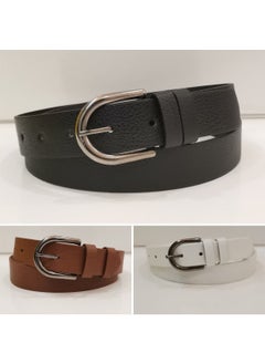 Black Women's Belt Black-Tan-White 3 Colors Width 3.cm Artificial Leather