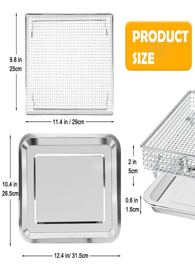 YQL Stainless Steel Air Fryer Basket and Tray Set, Compatible with Cuisinart TOA-60 TOA-65 TOA-70, Mesh Wire Rack & Baking Pan Replacement for Convection Toaster Oven, Dishwasher Safe - Image 3